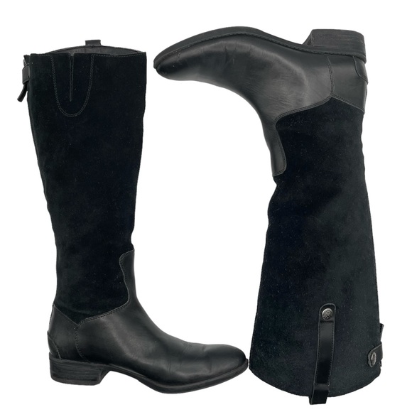 Sam Edelman Pembrooke Black Suede Leather Riding Boots Tall Knee High - Picture 2 of 15